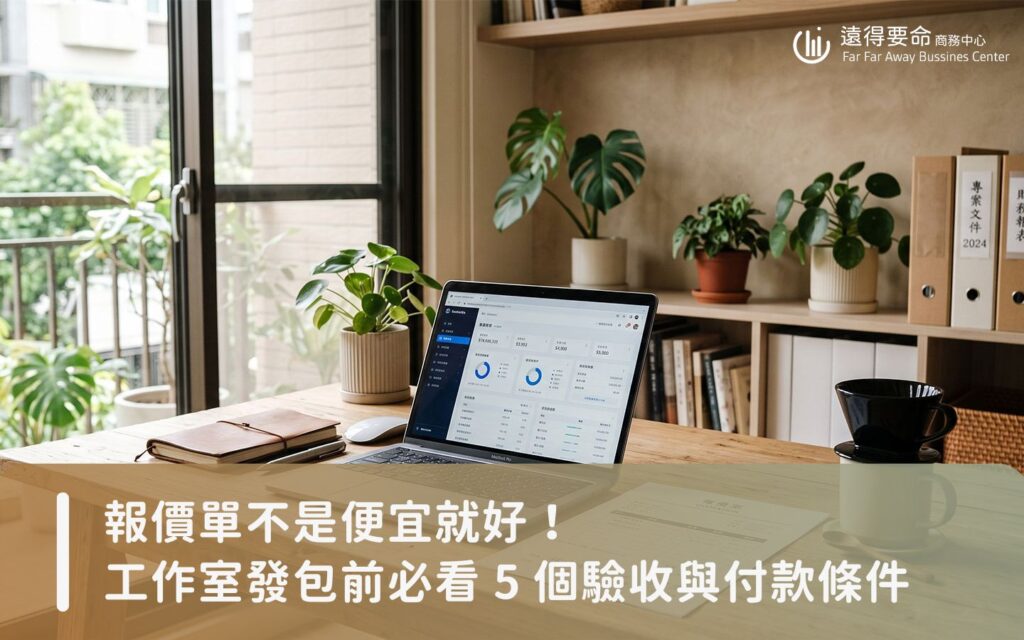 台灣小型工作室負責人正專注比對不同的供應商報價單與合約細節