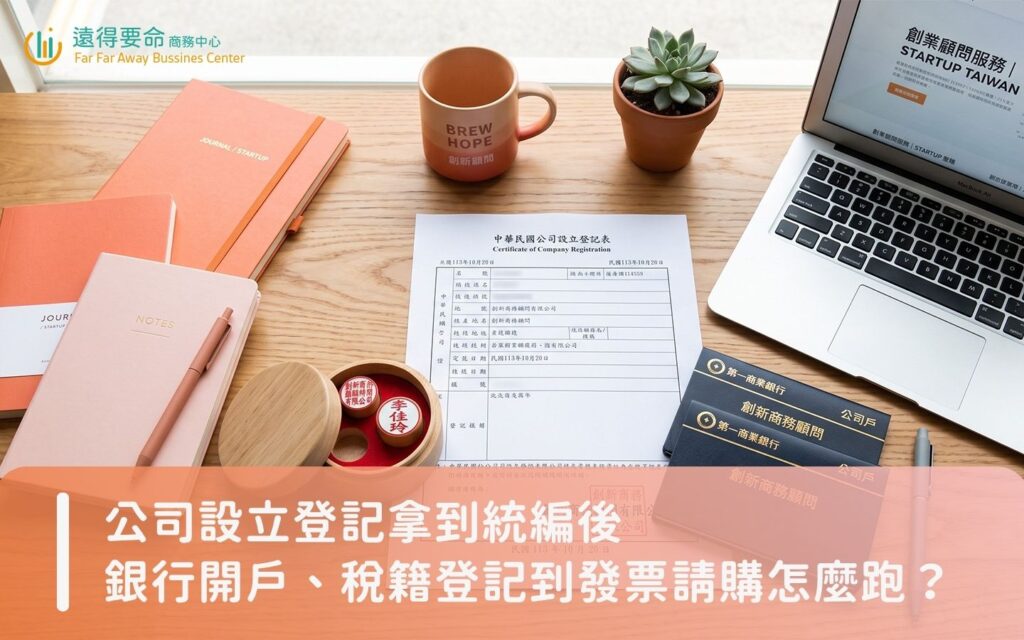 公司設立登記核准後的銀行正式開戶、稅籍登記與統一發票申請完整流程圖解